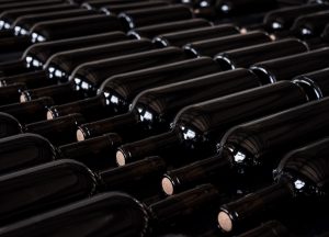 Wine bottles lined up