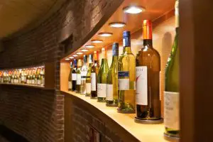 wine bottles displayed