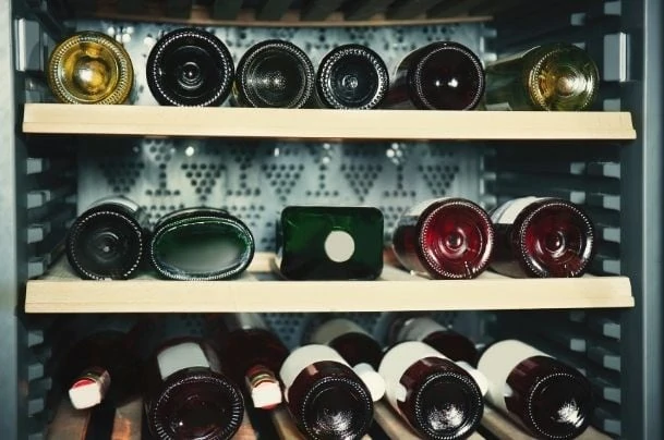 wines in a fridge