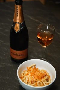 Rosé And Sparkling Wines With Carbonara